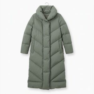 Aritzia Wilfred The Duvet Puffer Long Goose Down Coat Olive Green Size S
